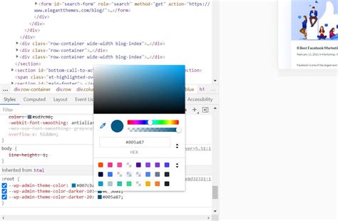 color picker in inspect element